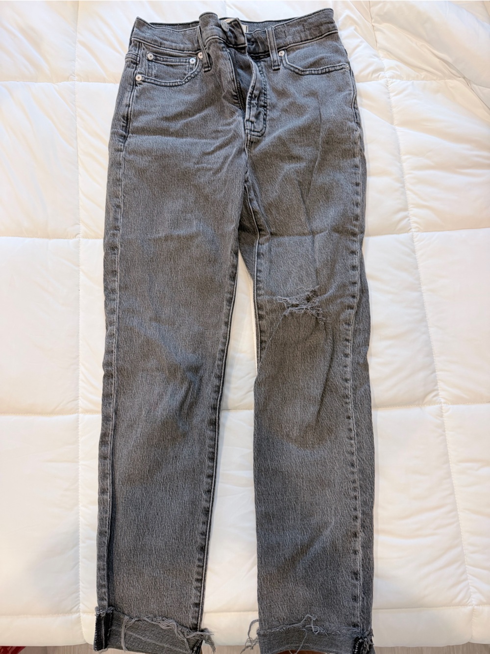Madewell High-Rise Gray Distressed Slim Jeans